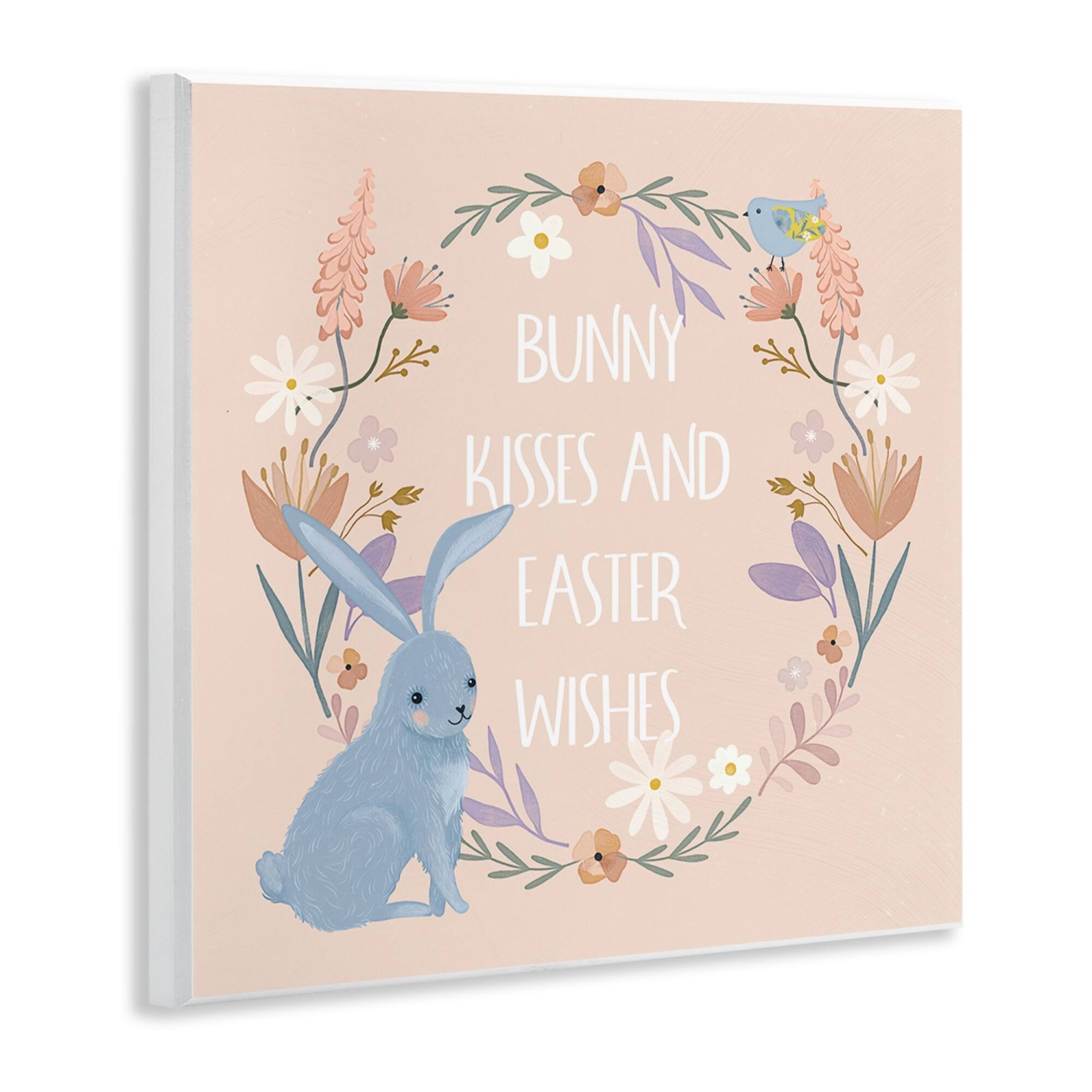 Stupell Industries Bunny Kisses Easter Wishes Wall Plaque Art